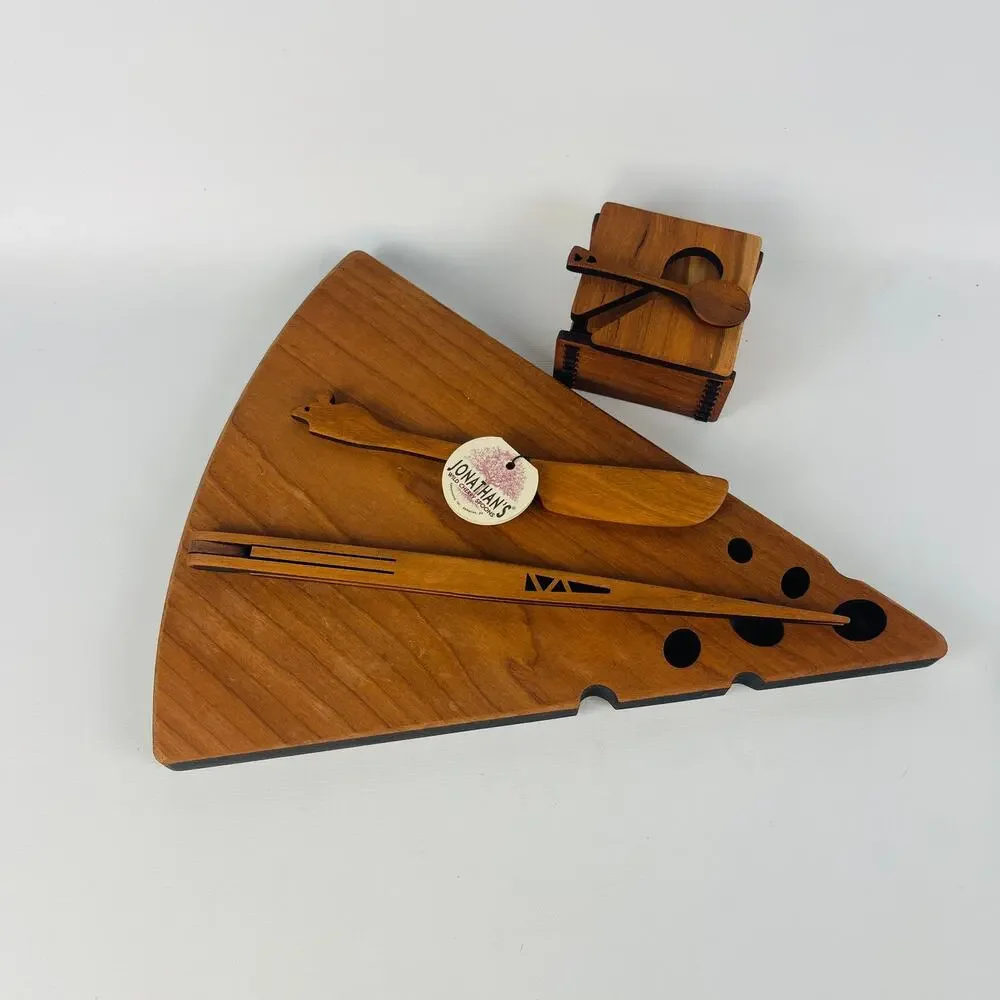 Wild Cherry Cheeseboard, Mouse Spreader, Inside Out Tongs, Salt/Spice Box
